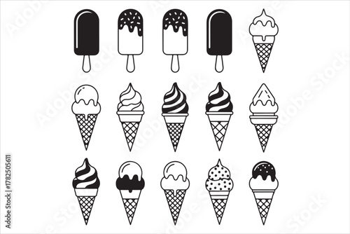 Ice Cream Dreams Silhouette Vector Illustration for Summer Dessert Concept