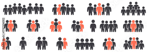people icon set for flat style infographic
