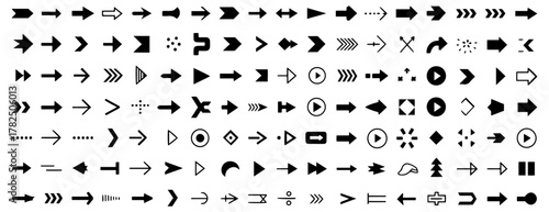 black arrow icon set for web design