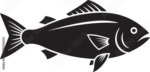 Healthy Protein Source: Black Silhouette of a Whole Fish Icon

Seafood and Omega-3 Symbol: Vector Illustration of a Catch of Fish

Simple Animal Graphic: Monochrome Drawing of a Fish with Fins
