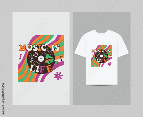 music is my life T-Shirt design template
