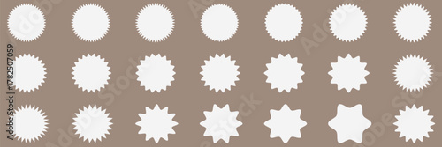 Set of circles with zigzag edges, Sunburst sticker shapes. Set of frames with zigzag edge, scallop edge shapes 