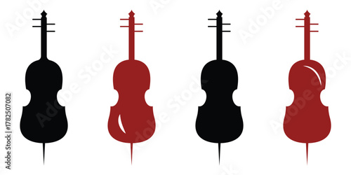 Set of Three Violin Silhouettes – Black Vector Illustration on White Background