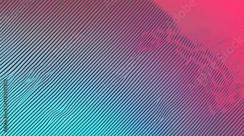 Abstract background features diagonal lines with dynamic wave distortion across a vibrant color gradient