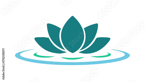Peaceful lotus leaf silhouette floating on water, symbol of calmness and spiritual balance