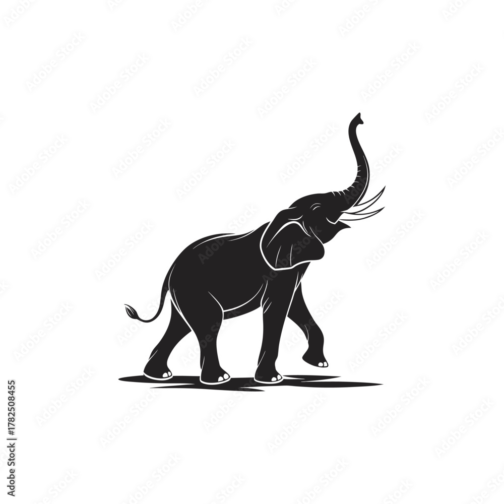 Obraz premium Elegant Elephant Silhouette Illustration on White Background