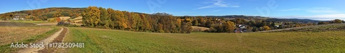 Panoramic view of the landscape over Wiesfleck, Oberwart district, Burgenland, Austria, Europe, Central Europe
