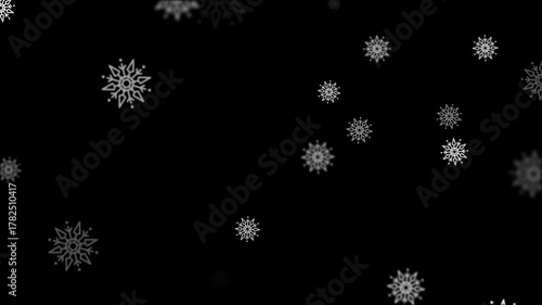 white snow flake falling on black background 
