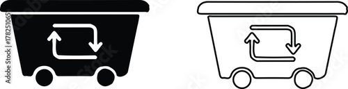 dumpster recycle bin icon set vector design waste sign