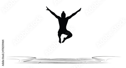 Silhouette of a person jumping over a gap, symbolizing overcoming challenges and achieving goals
