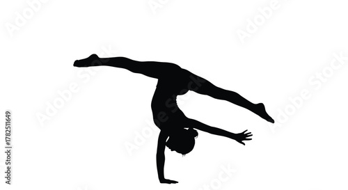 Silhouette of a gymnast performing a handstand, showcasing strength and control