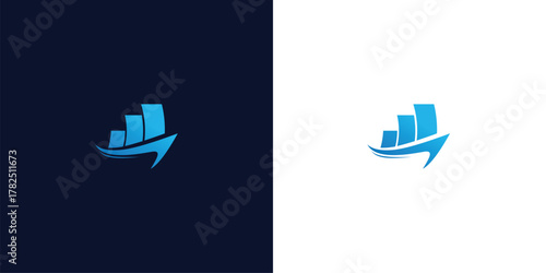 Modern Digital technology global financial growth analysis logo design