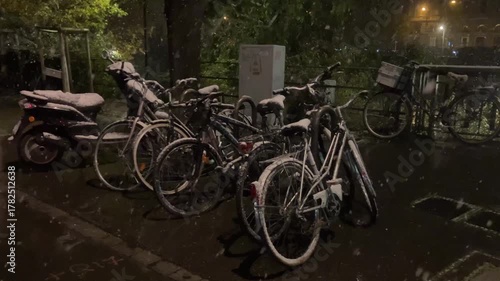 Winter Magic in Strasbourg Streets, bicycles in the park
