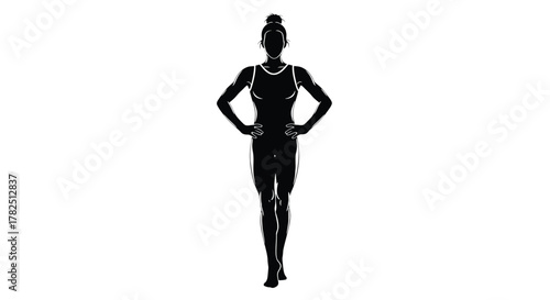 Silhouette of a woman posing with hands on hips artistic vector illustration of fashion model