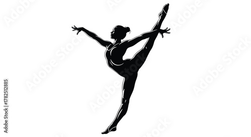 Silhouette of a gymnast performing a split artistic vector illustration of rhythmic gymnastics