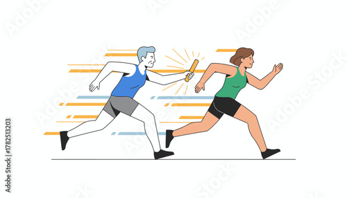 Passing the Baton: Business Teamwork, Mentorship, and Succession Planning Concept