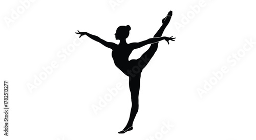 Silhouette of a female dancer performing a bow and arrow stretch