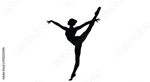 Silhouette of a graceful ballet dancer posing elegant ballerina performing a dance move with perfect balance