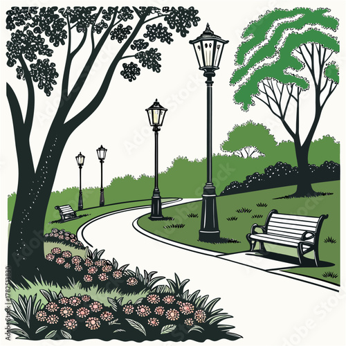 beautiful garden vector 