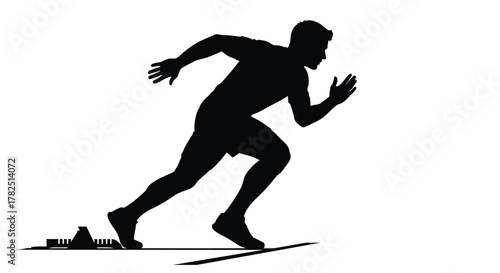 Silhouette of a man in motion appearing to be sprinting forward
