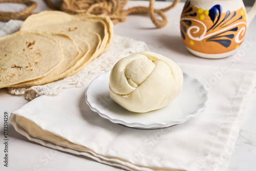 Mexican Oaxaca cheese or quesillo, traditional in Mexico Latin America