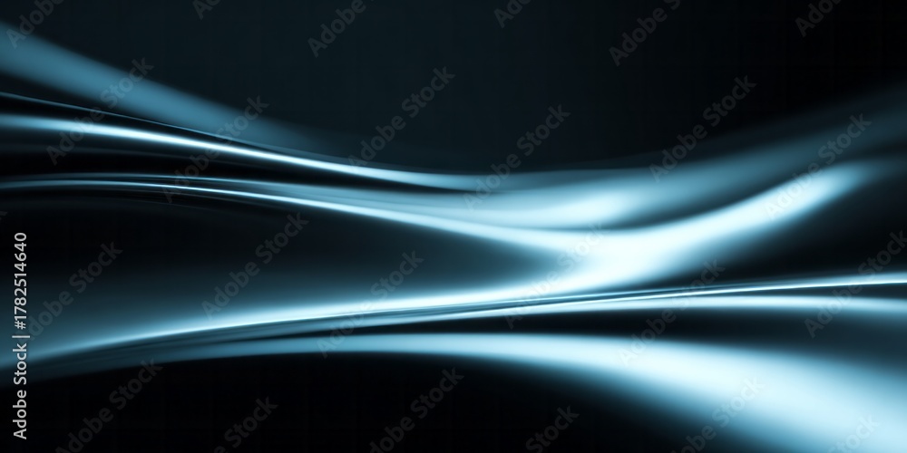 Fototapeta premium Smooth, flowing lines of blue light create an abstract, dynamic background composition