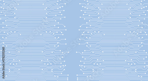 Circuit board on technology dark blue background. Abstract digital tech bg. Electronics and computer technology concept. Chip and circuit board. Chip connectors illustration. Digital vector web banner