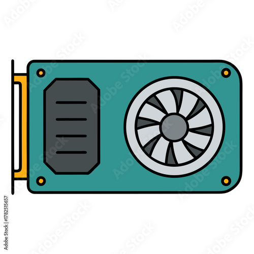 Computer graphics card icon vector illustration
