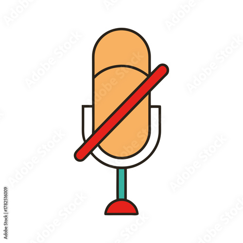 Muted microphone icon for audio control use