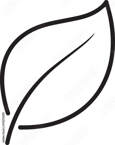 Minimalist nature leaf outline icon illustration representing organic growth, ecology, environment, fresh natural concepts, and renewable energy Vector