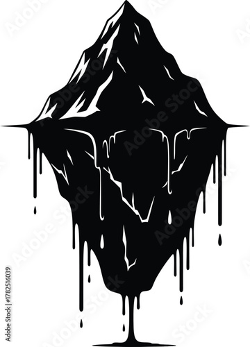 Abstract Black Iceberg Graphic Illustration in Vector Format Depicting Climate Change and Melting Ice