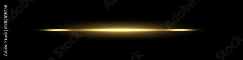 Bright horizontal beam of light on black background. Glowing laser effect creating futuristic and sci-fi aesthetics.
Suitable for technology, energy, speed and digital design themes.