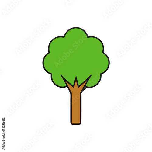 Green tree icon illustration, simple style