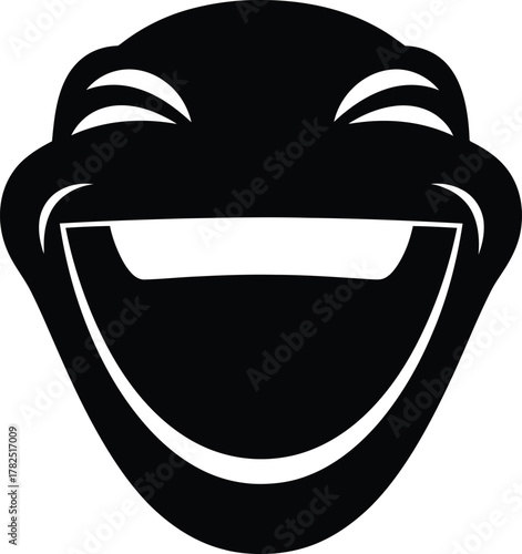 Joyful Expression A Bold Black and White Vector Illustration of Pure Happiness and Laughter
