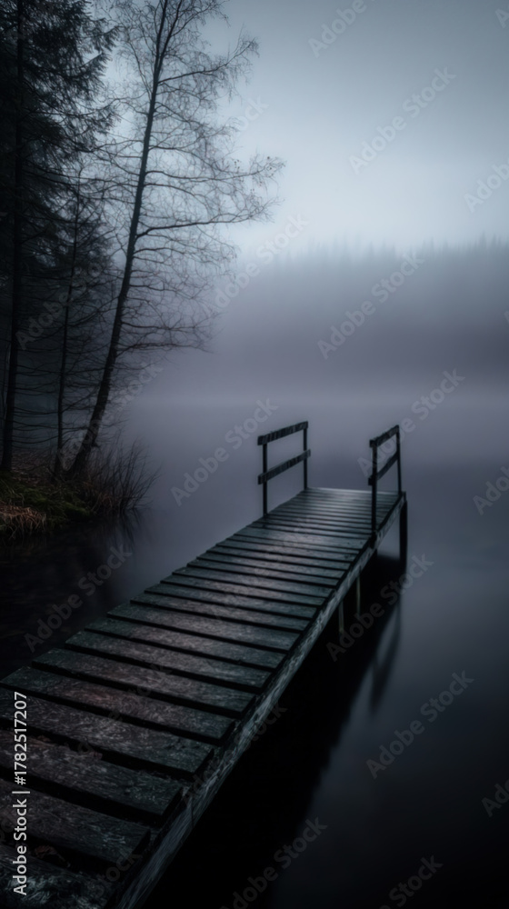 Fototapeta premium An abandoned seaside pier in winter