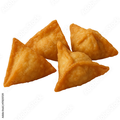 Crispy Fried Wontons Isolated on White Background