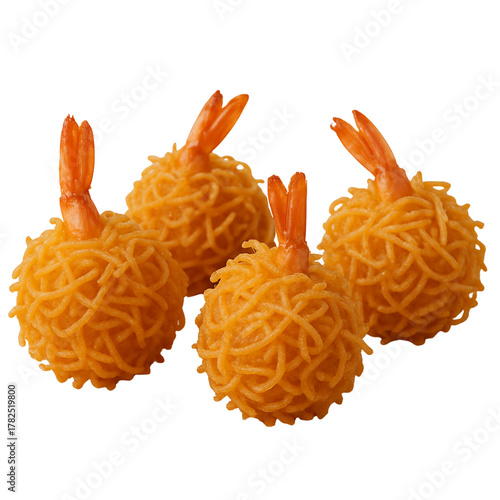 3d  Crispy Shrimp Balls Isolated on White Background