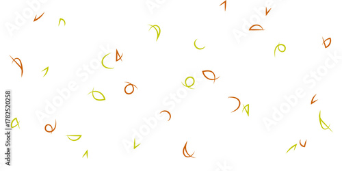 Modern decorative design with organic motion and artistic simplicity for creative backgrounds.Abstract minimal pattern with scattered curved shapes in green and brown on white background.