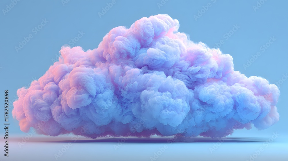 Fototapeta premium Fluffy accumulation of pastel colored vapor floats against a simple background