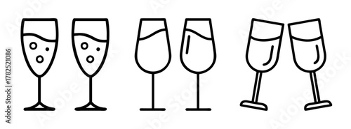 Champagne glasses vector illustration for new year celebration wedding toast and party invitation design 