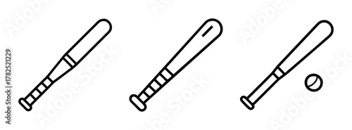 Baseball bat vector illustration for sports equipment design and baseball game graphic resources set