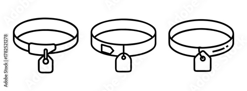 Collection of pet collars with id tags vector illustration for pet owners and animal lovers design