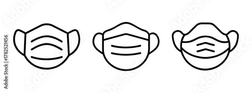 Face mask vector illustration set, medical mask, surgical mask, n95 mask, covid protection