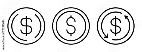 Dollar coins vector icon, usd currency, money symbol, finance, investment, business, economy, cash