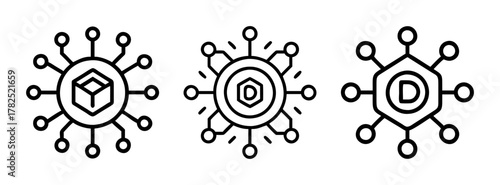 Blockchain network technology icons design, decentralized system, crypto node connection concept