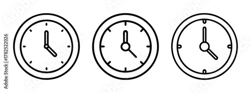 Three oval wall clocks showing different times concept for time management and scheduling tasks illustration