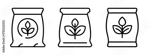 Outline fertilizer bags vector design for agriculture farming and gardening supplies illustration