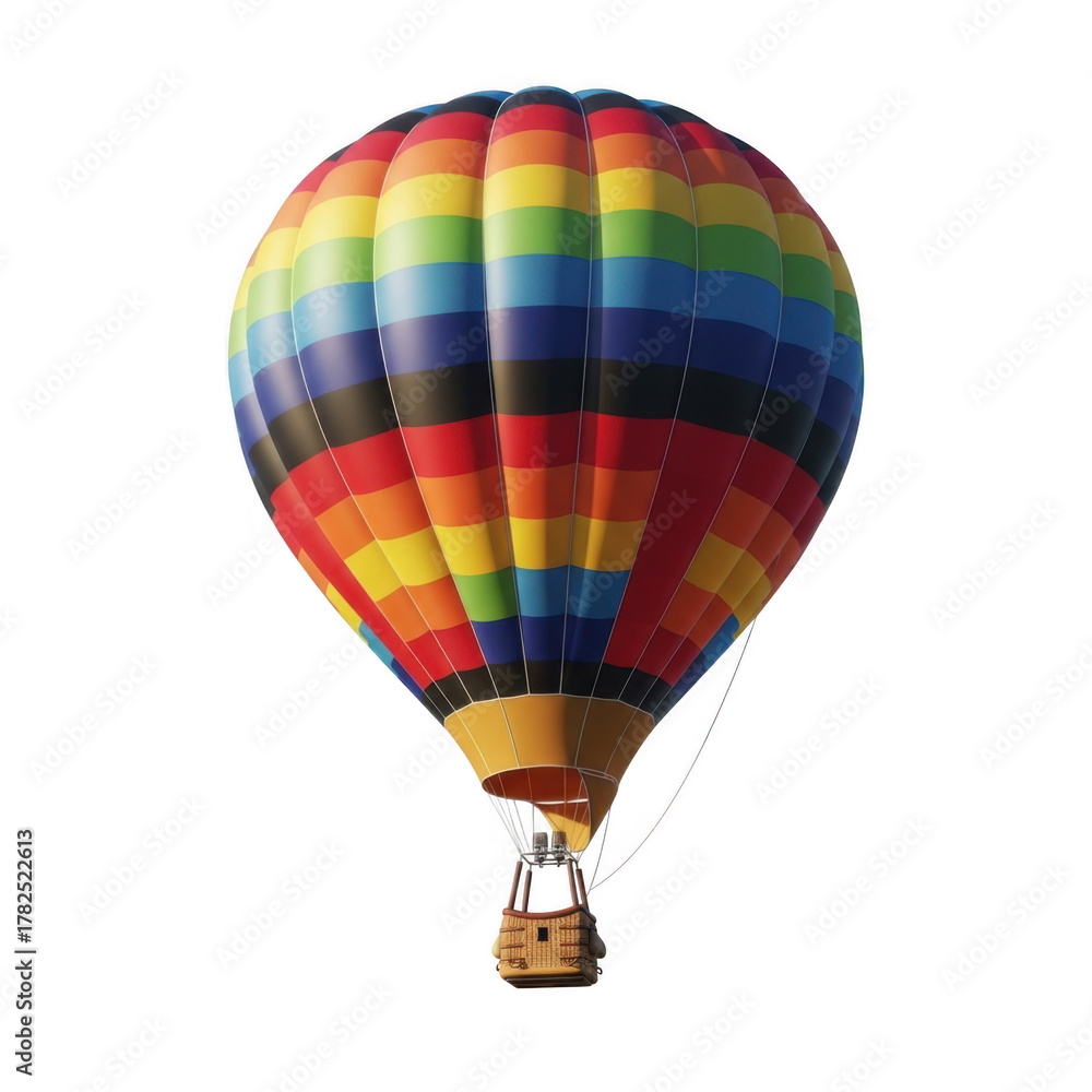 Fototapeta premium 3d rainbow hot air balloon isolated on transparent background
