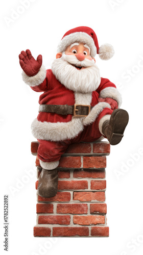Santa claus advent action christmas chimney figurine transparent background	
