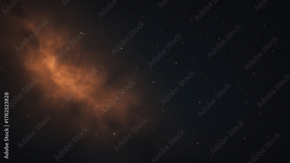 Obraz premium Orange nebula and stars in a dark night sky space galaxy